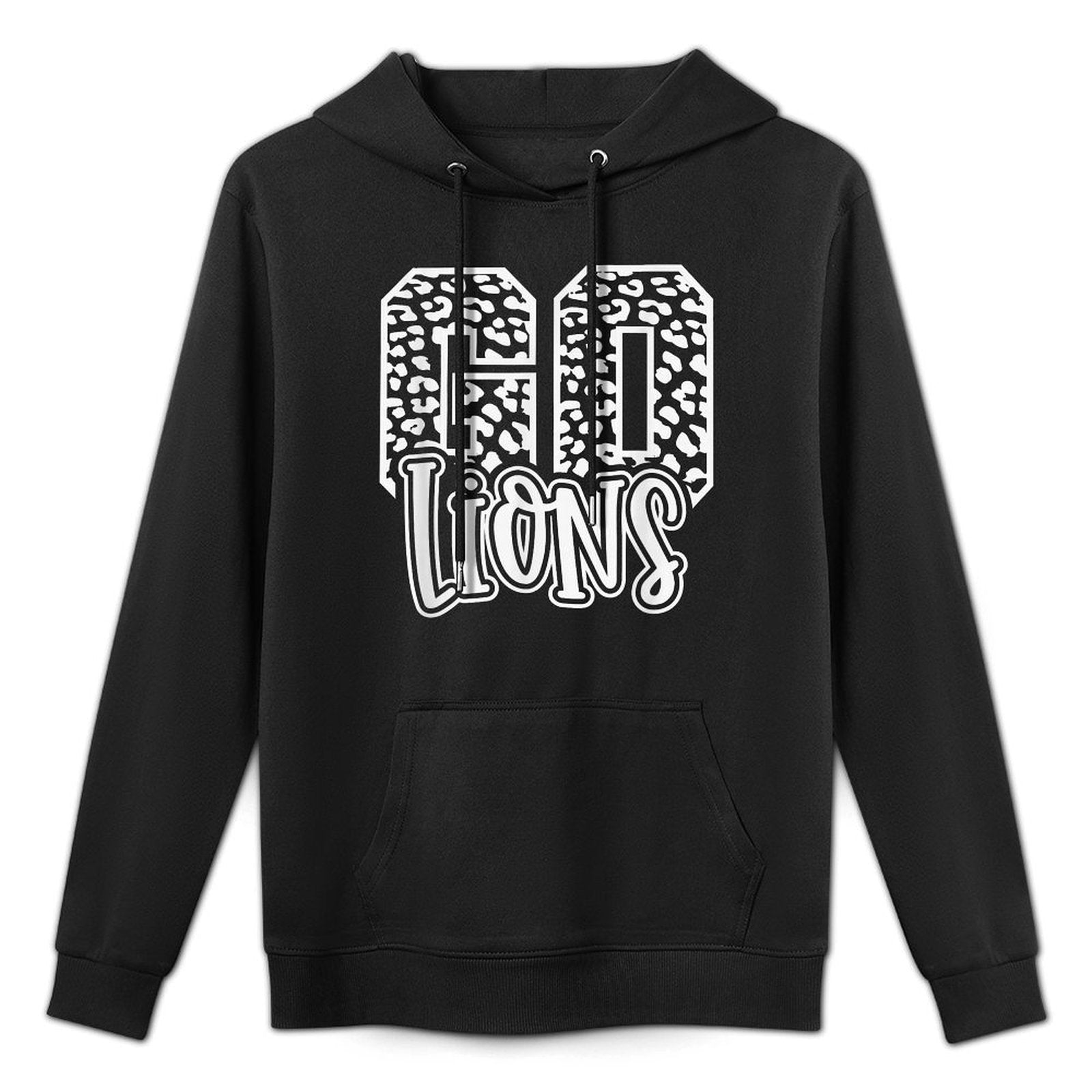 Lions Mascot GO Team Spirit Game Day School Cute Trendy Kangaroo Pocket Hoodie