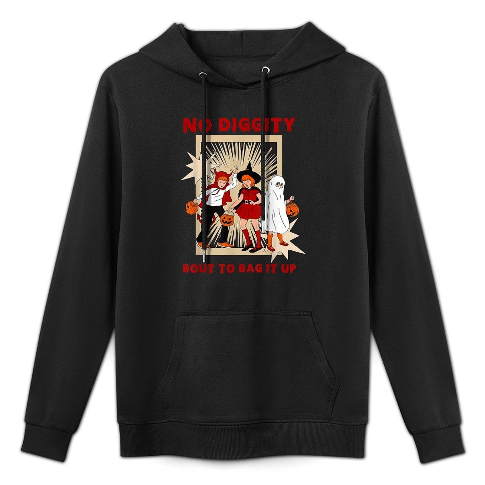 No Diggity Bout to Bag It Up Vintage Halloween Women Kids Adjustable Hood Hoodie
