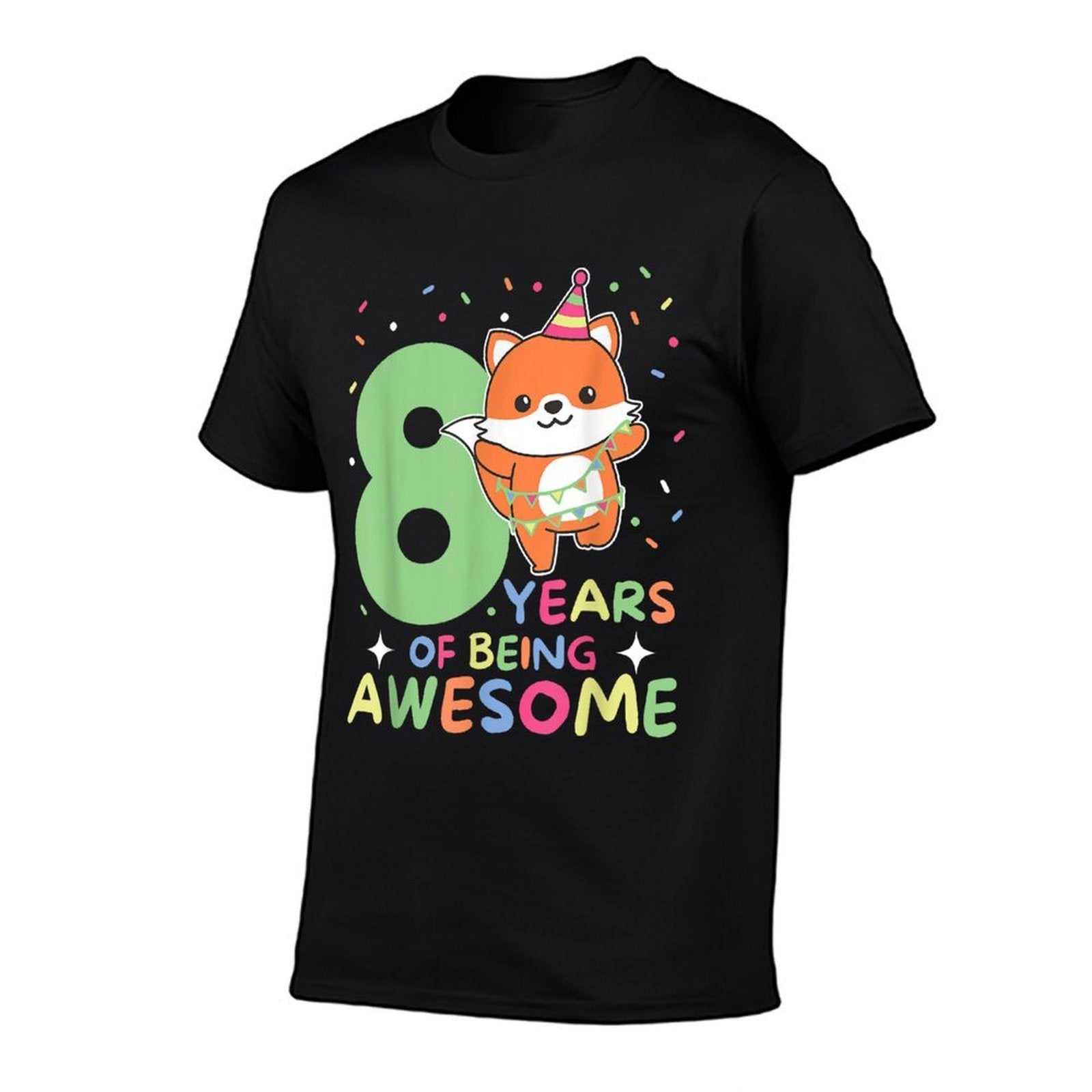 Fox 8th Birthday For Children Eight Years Old Fox  Oversized Silhouette T-Shirt