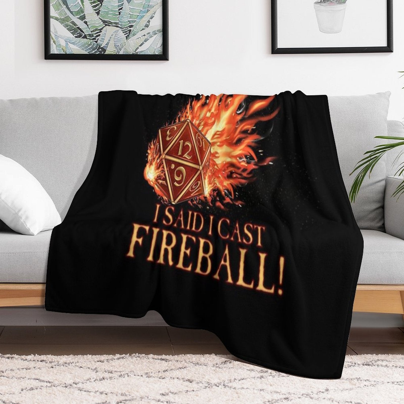 D20 I Didn't Ask! I Cast Fireball! Multi-functional Throw Blanket