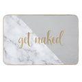 Get Naked Bathroom And Bedroom Quote, Grey, Gold, Marble  Slip-Resistant Bath Mat