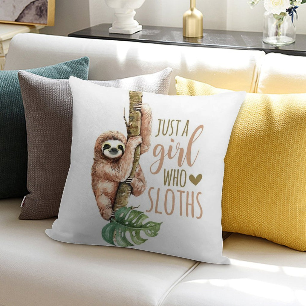 Just A Girl Who Loves Sloths Soft Bedroom Essential Throw Pillow