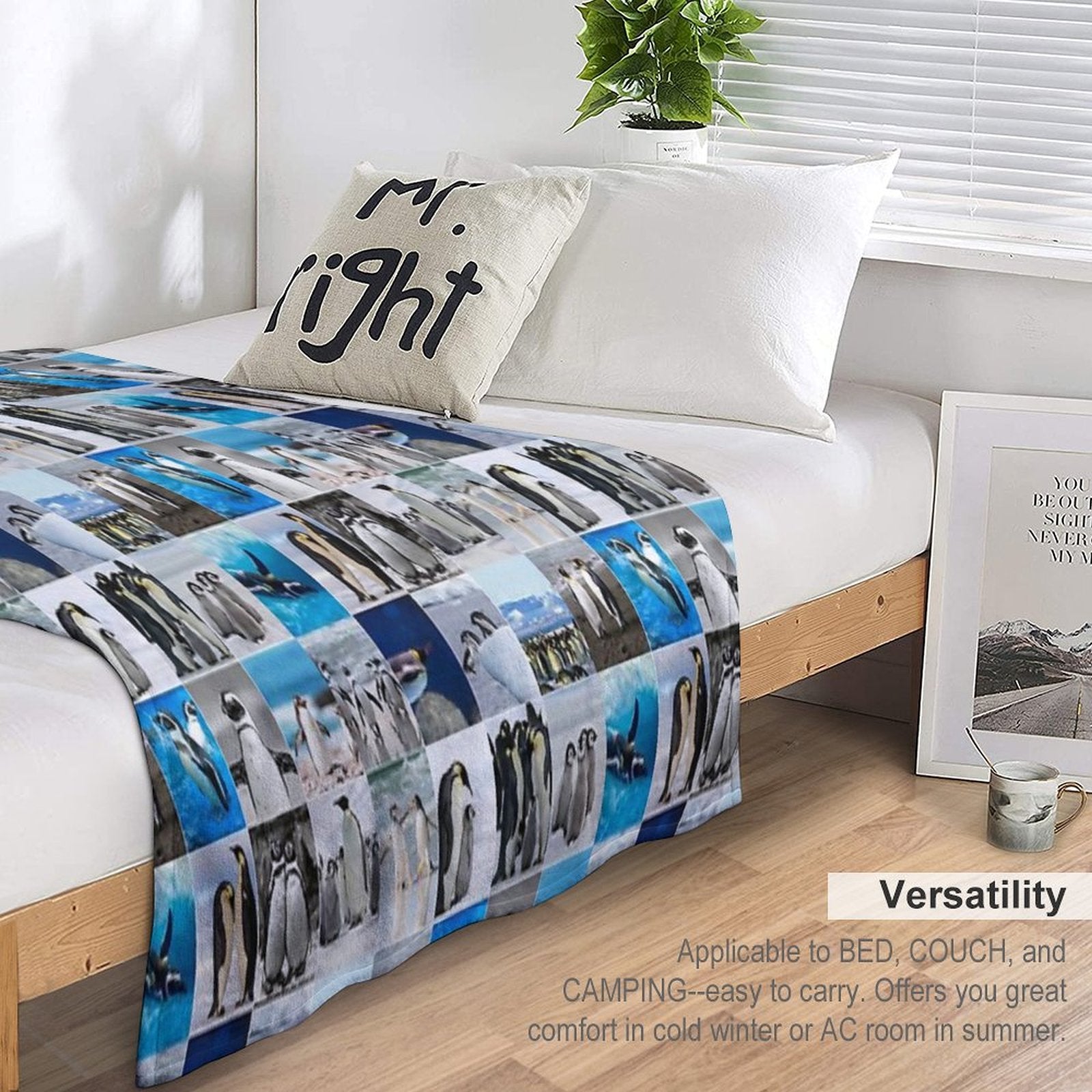 Arctic Penguin Photo Collage Shrink-resistant Throw Blanket
