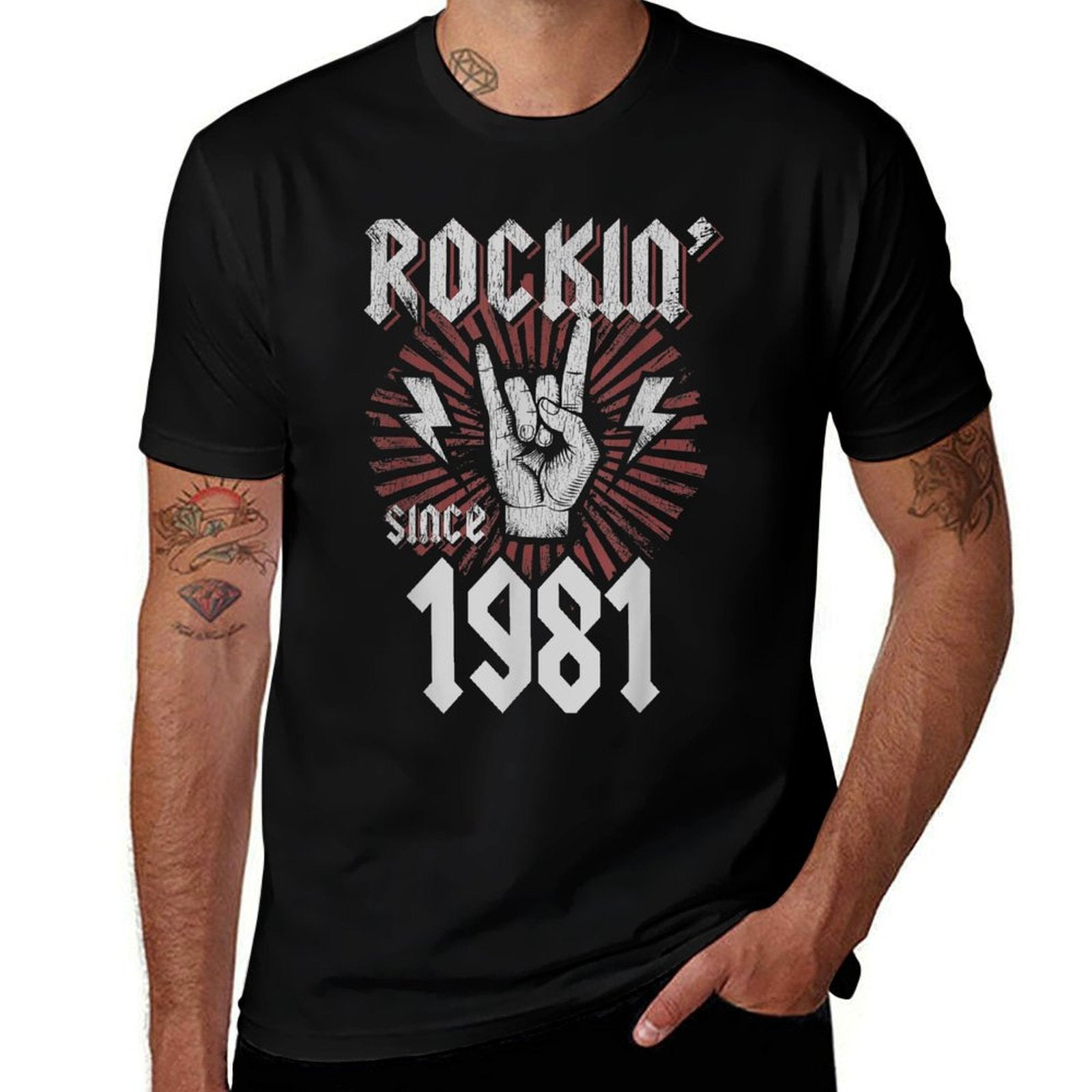 Rockin Since 1981 40 Year Old Rocker 40th Birthday  Moisture-wicking T-Shirt