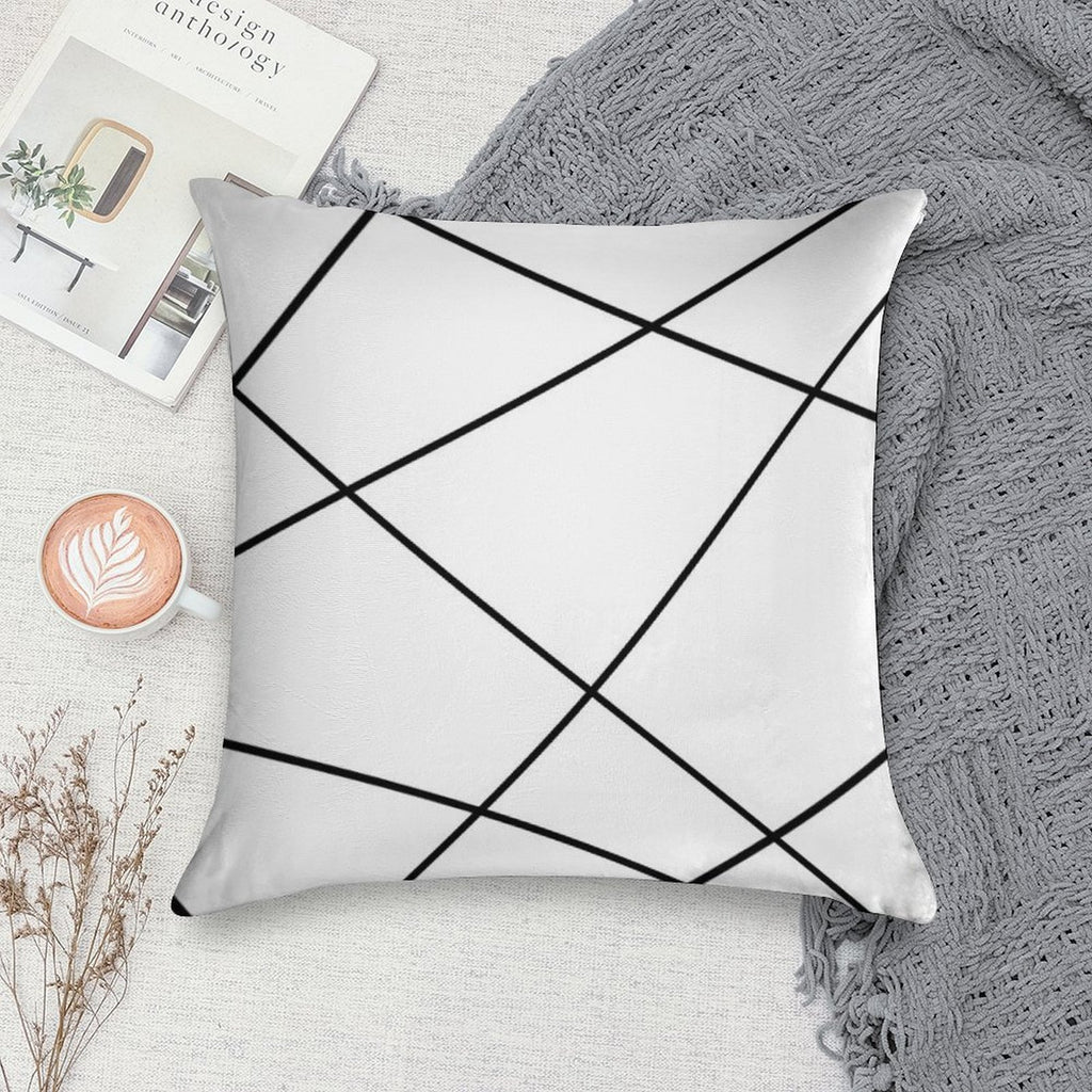 Geometric Abstract - White And Black. Soft Style Accent Throw Pillow