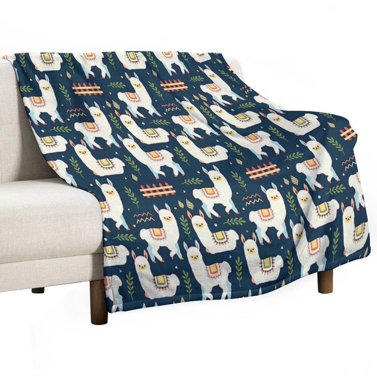 Cute Alpaca Pattern Travel-friendly Throw Blanket