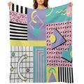 Memphis Pattern 25 - Retro 90s  80s Multi-functional Throw Blanket