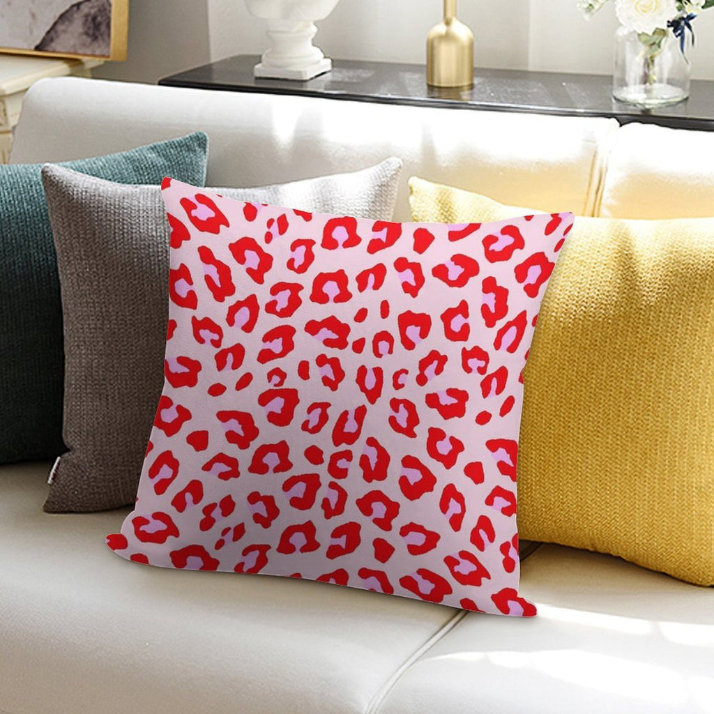 Leopard Print - Red And Pink Original Soft Reinforced Edging Throw Pillow