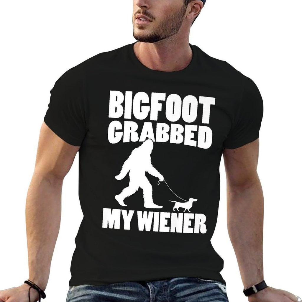 Bigfoot Grabbed My Wiener Dog Funny Dachshund Premium  Tagless Design T-Shirt