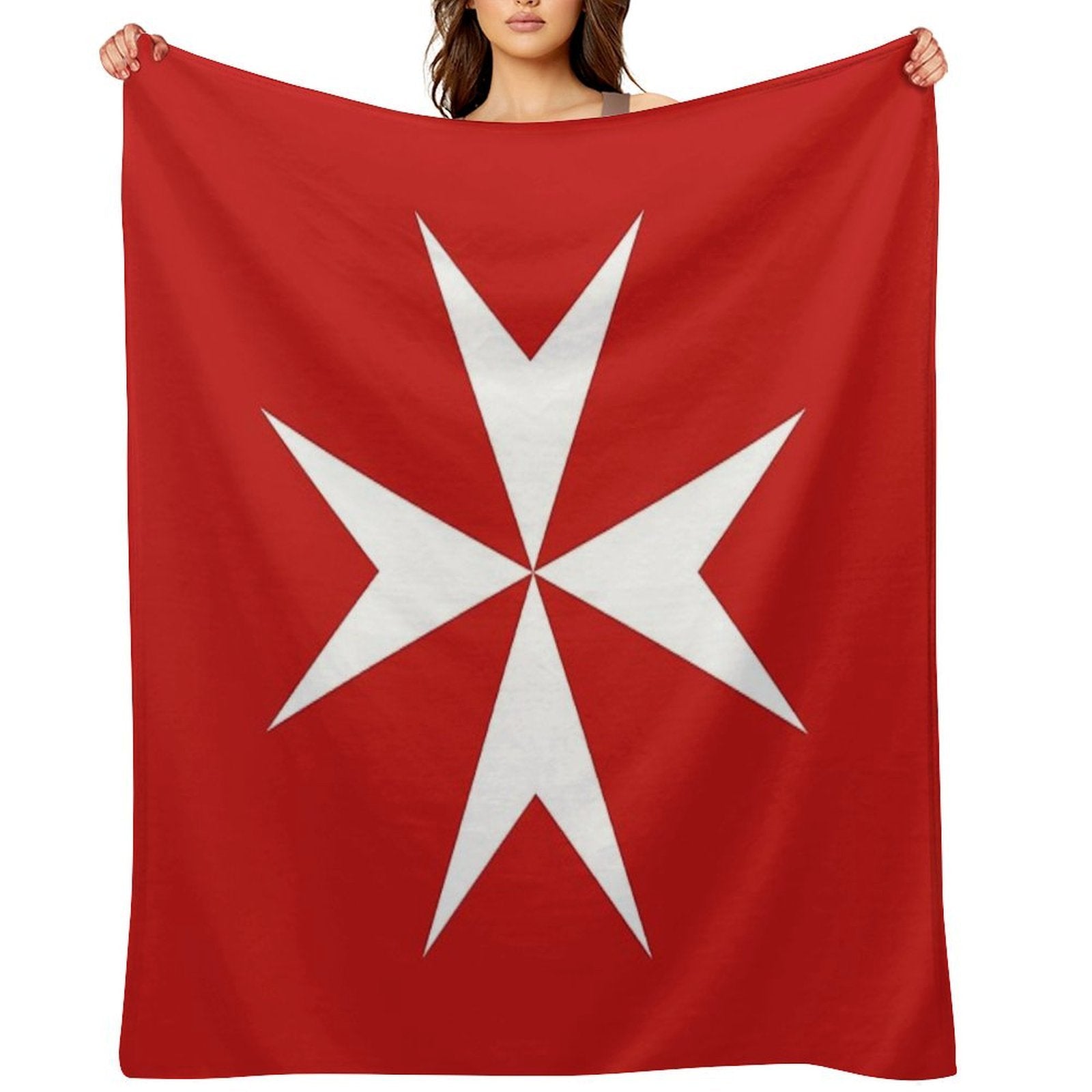 Maltese Cross Flag T-Shirt Plush Throw Blanket