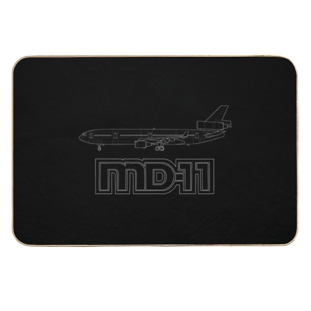 McDonnel Douglas MD-11 White Outline  Stain-Proof Bath Mat