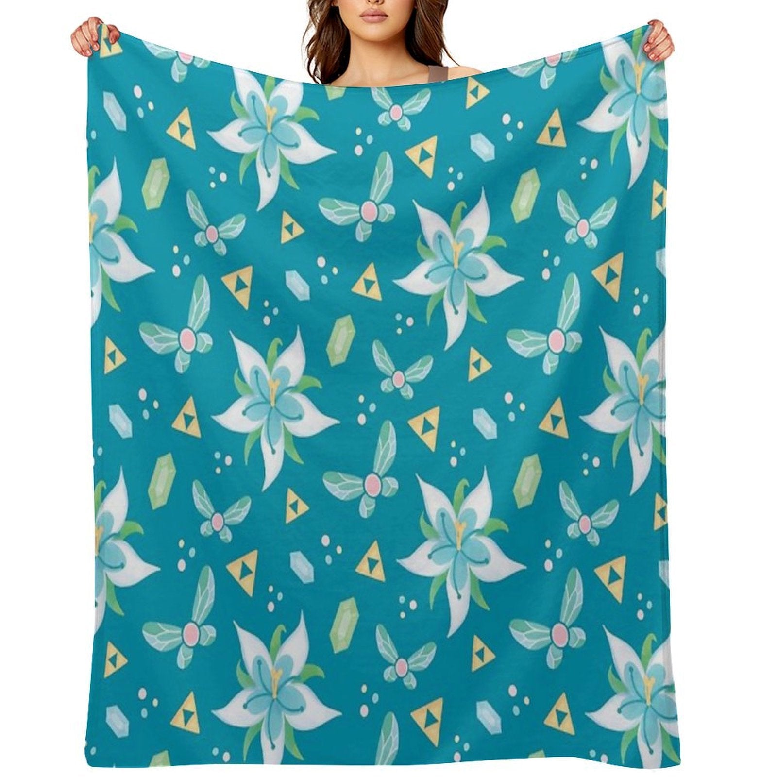Silent Princess Pattern Blue V.2 Premium Throw Blanket