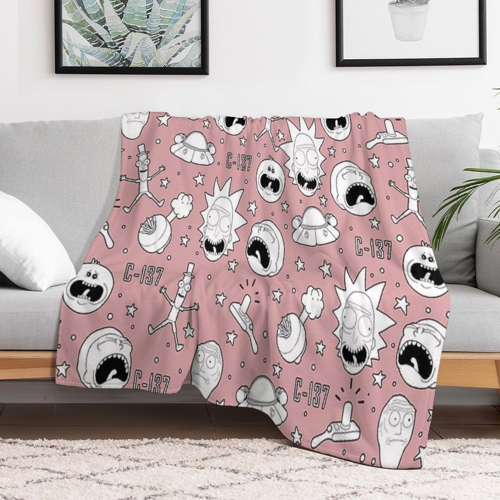 Rick And Morty Pattern Multi-functional Throw Blanket