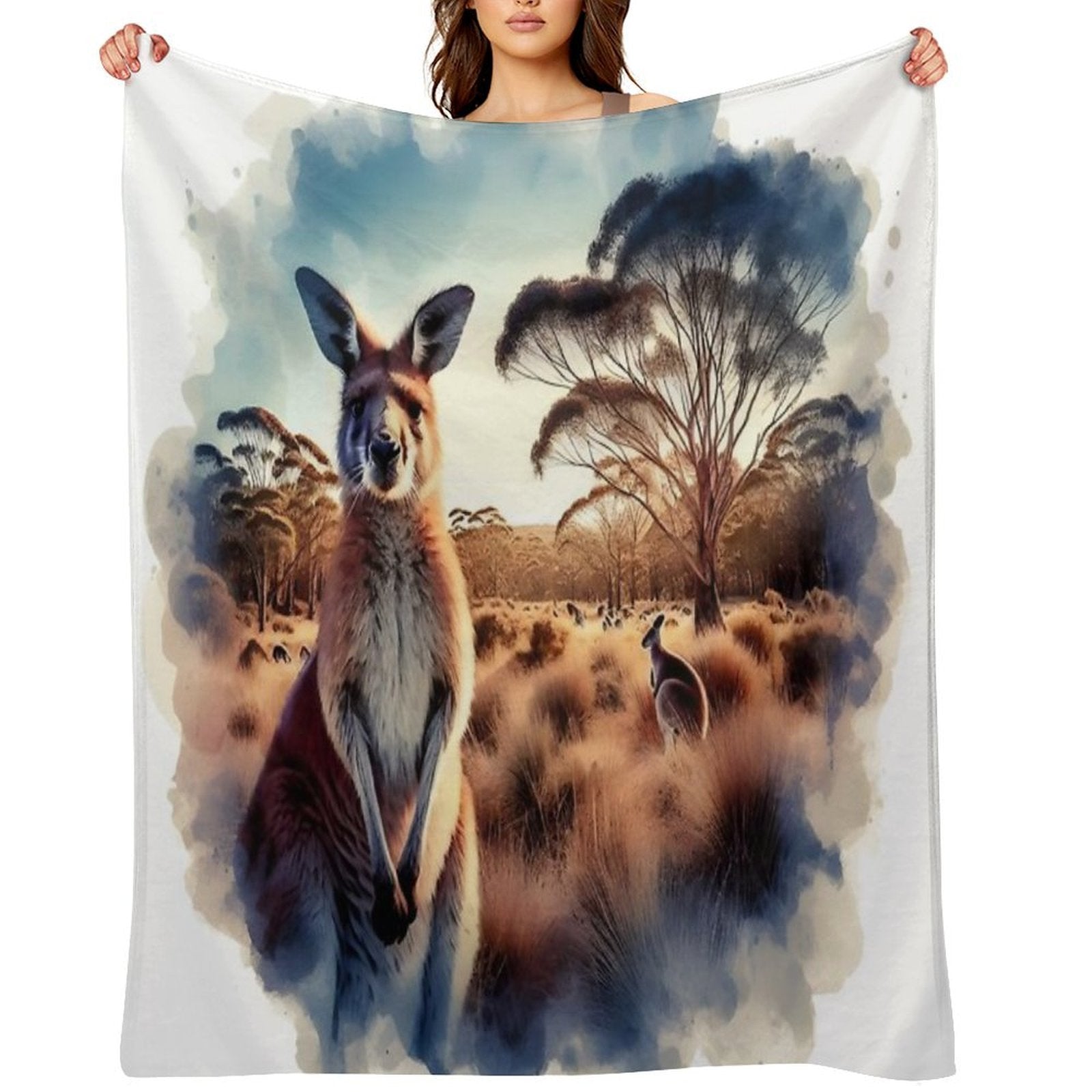 Kangaroo Plush Throw Blanket