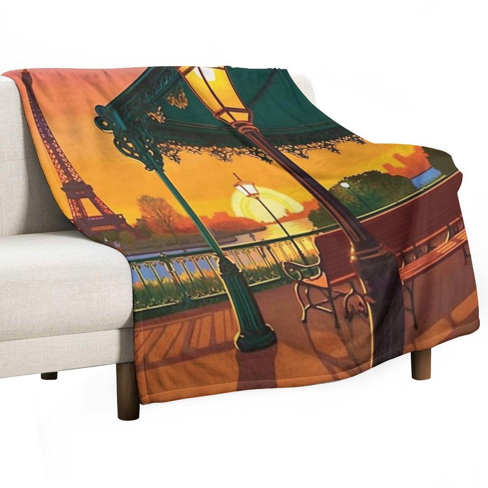 Sunset in Paris City Wrinkle-free Throw Blanket
