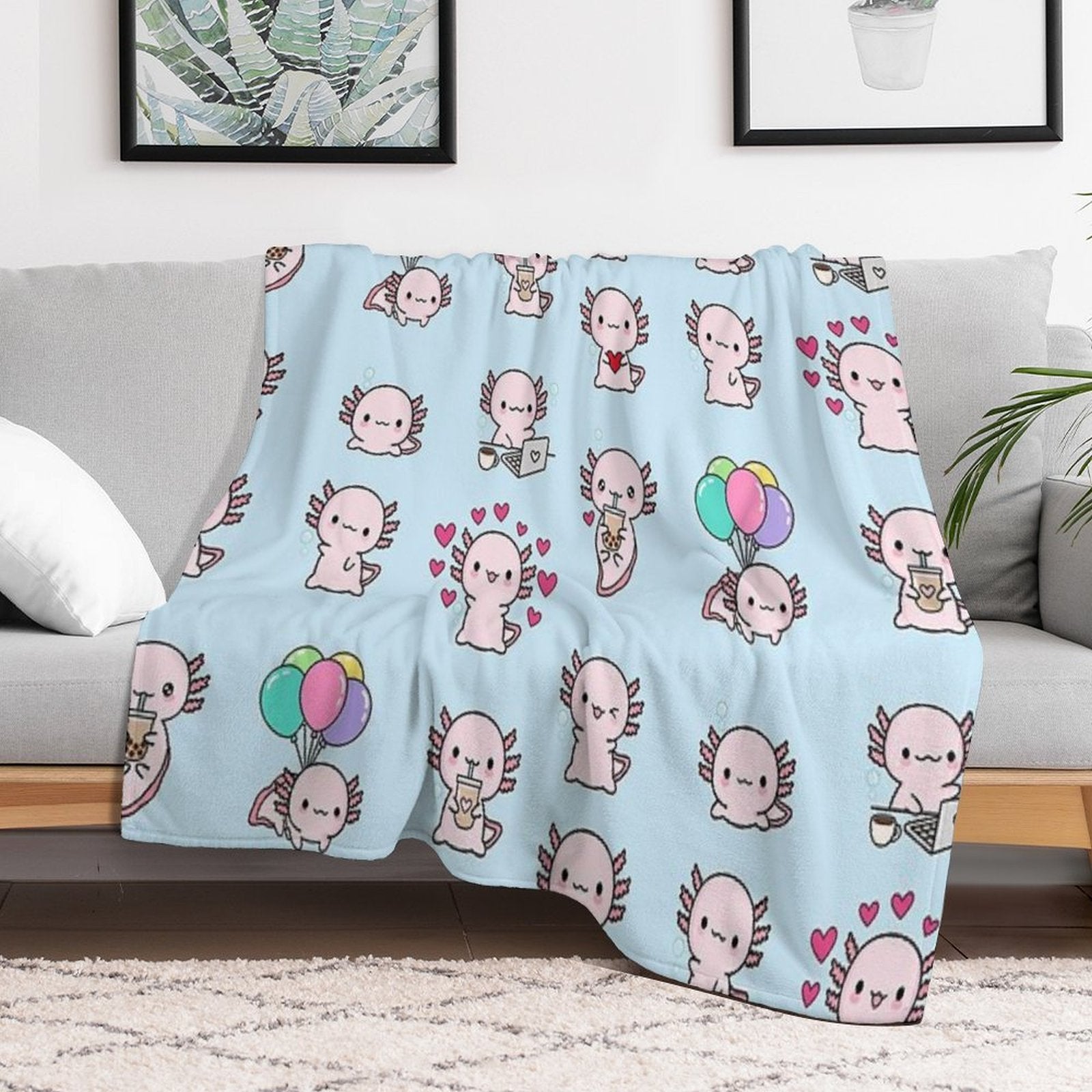 Copia De Cute Axolotl, Set Gift-ready Throw Blanket