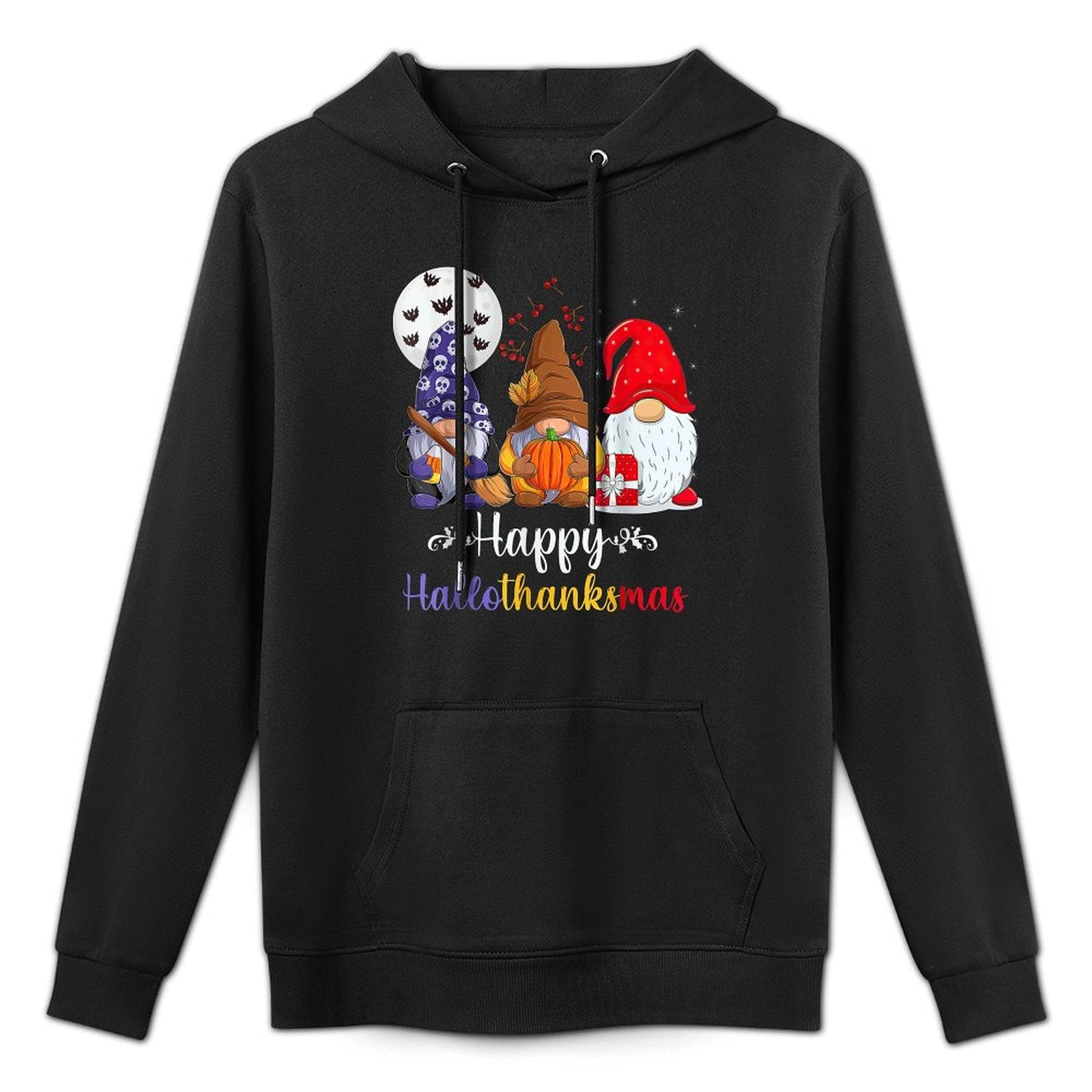 Halloween Thanksgiving Christmas Happy HalloThanksMas Gnomes Casual Wear Hoodie