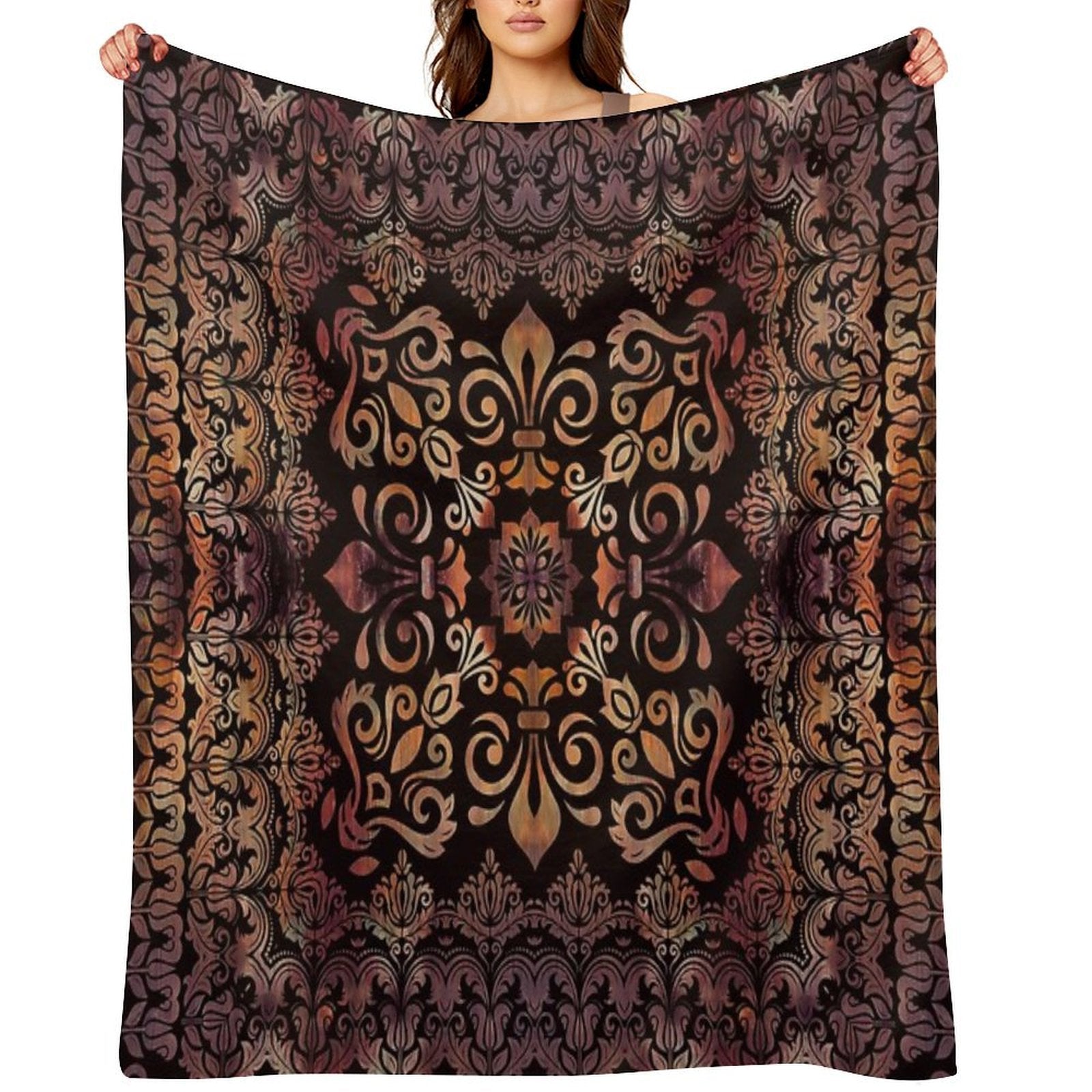 Oriental Damask Ornament - Vintage #3 Shrink-resistant Throw Blanket