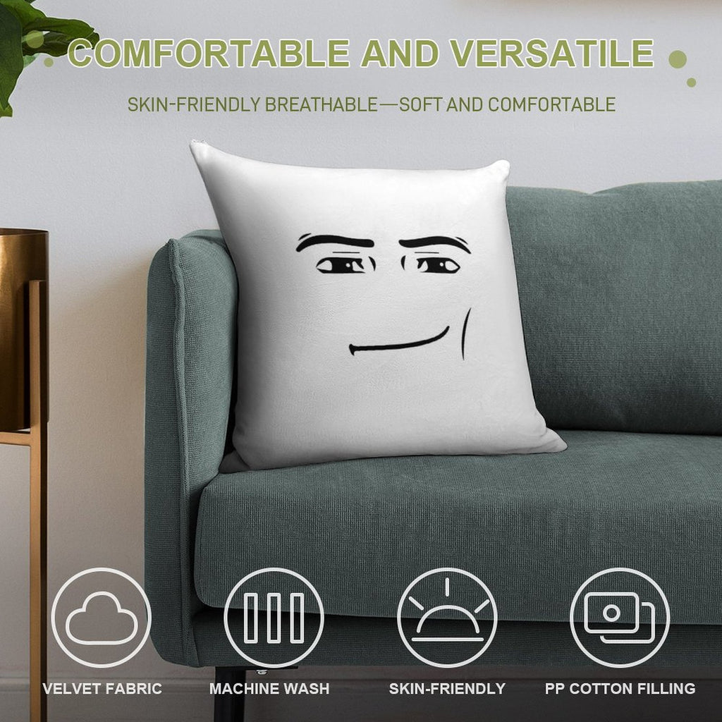 Man Face Soft Short Plush Fabric Throw Pillow