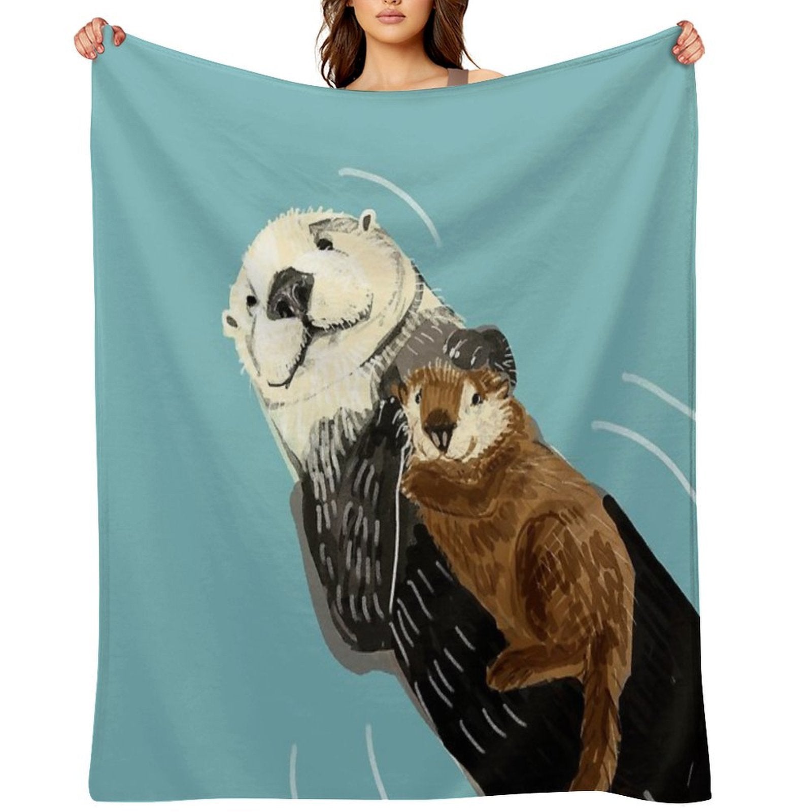 Alaska Sea Otter Mom And Baby Multi-functional Throw Blanket