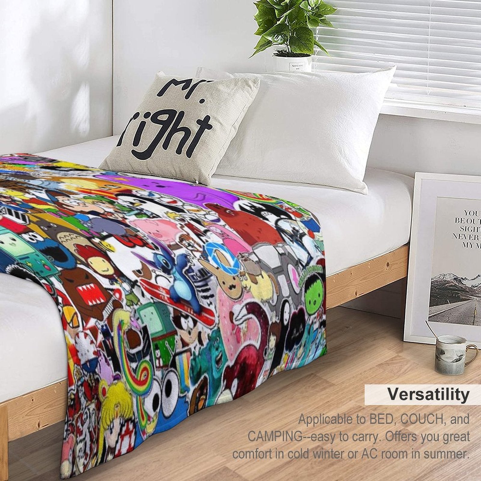 Cartoon  Characters Collage Compact Throw Blanket