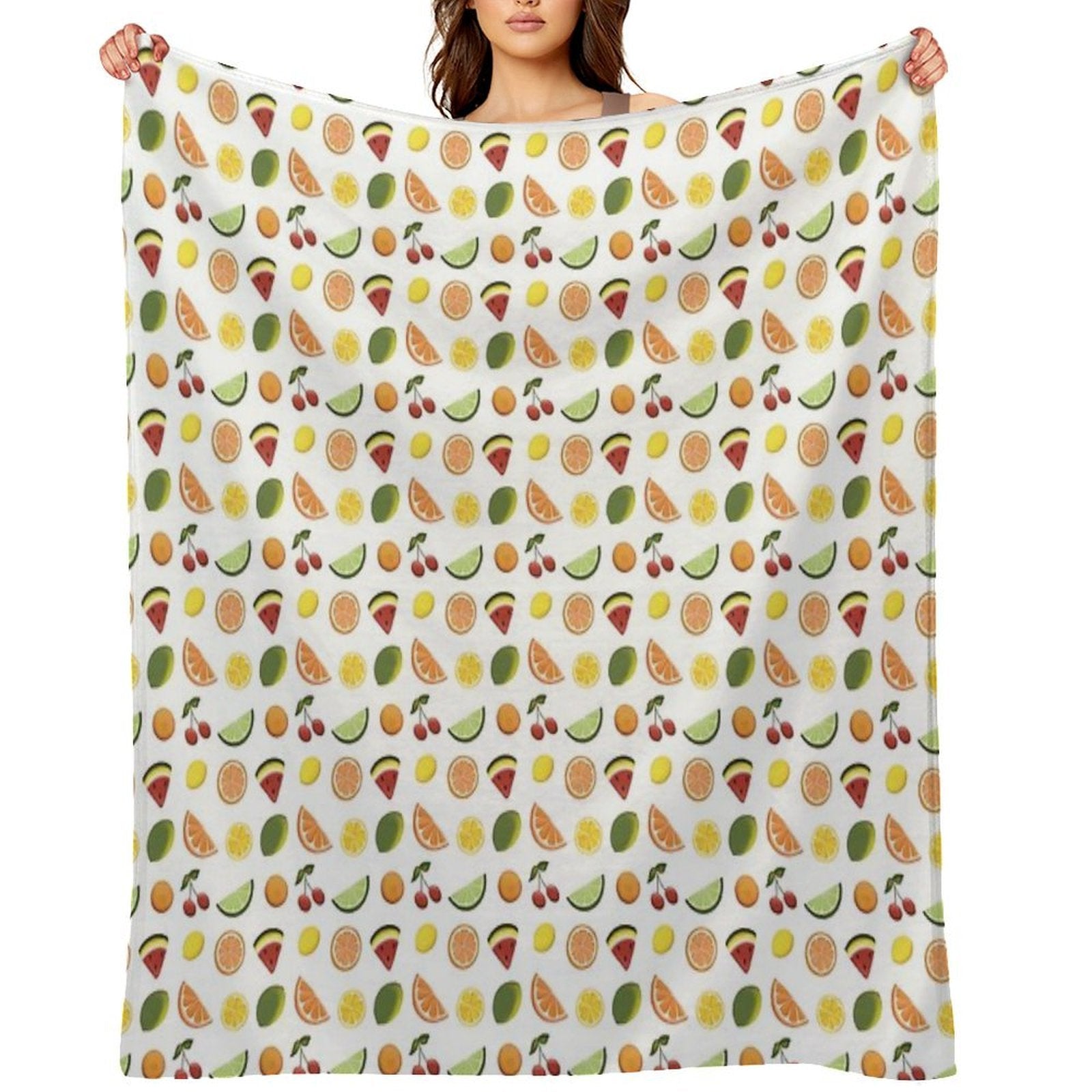 Fresh Fruit, Hand Drawn Fruit, Summer Fruit, Fruit All over Print Eco-conscious Throw Blanket