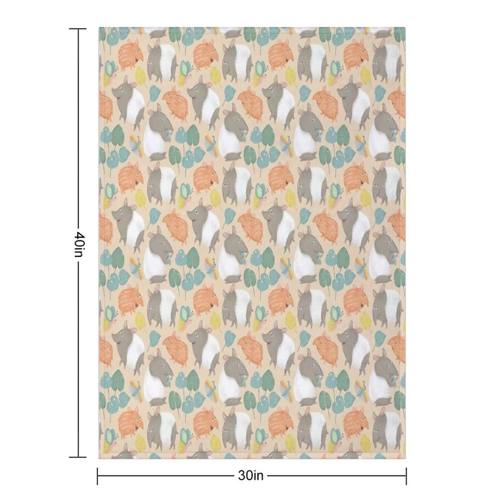 Tapir-peach Velvety-soft Throw Blanket