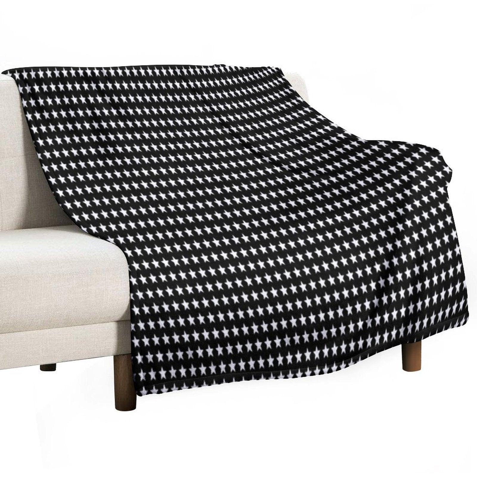 Cute Small Star White On Black Background Anti-pilling Throw Blanket