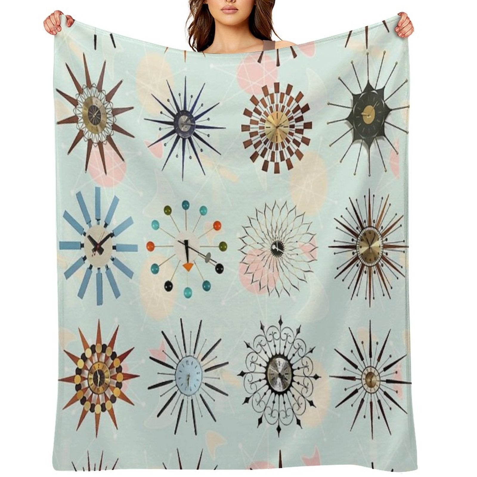 Atomic Starburst Clocks Comfort Throw Blanket