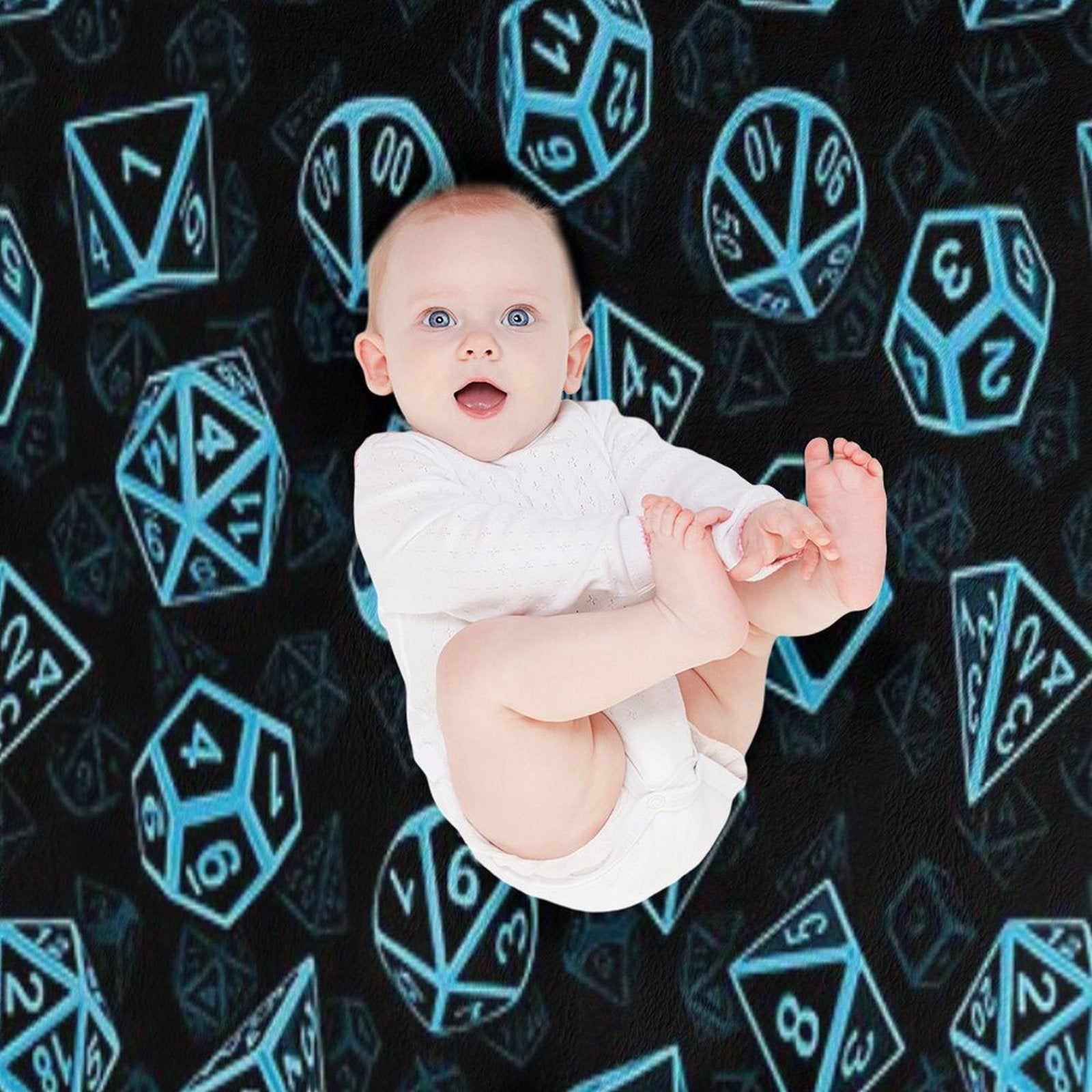 D20 Dice Set Pattern (Blue) Shrink-resistant Throw Blanket