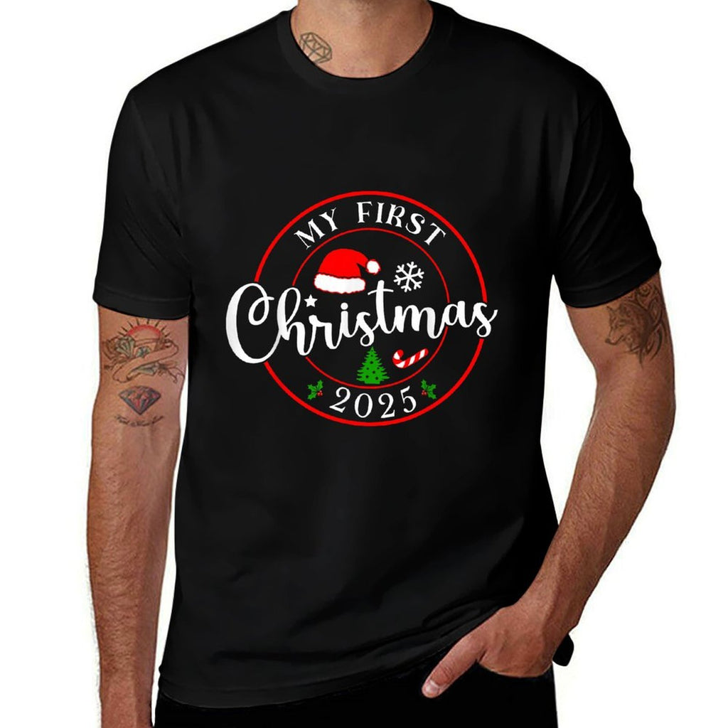 My First Christmas 2025 1st Christmas Family Matching Xmas  Stretchy T-Shirt