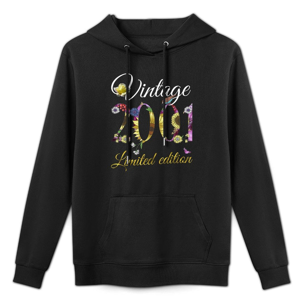 Vintage 2001 21 Year Old Sunflowers Floral 21st Birthday Adjustable Hood Hoodie
