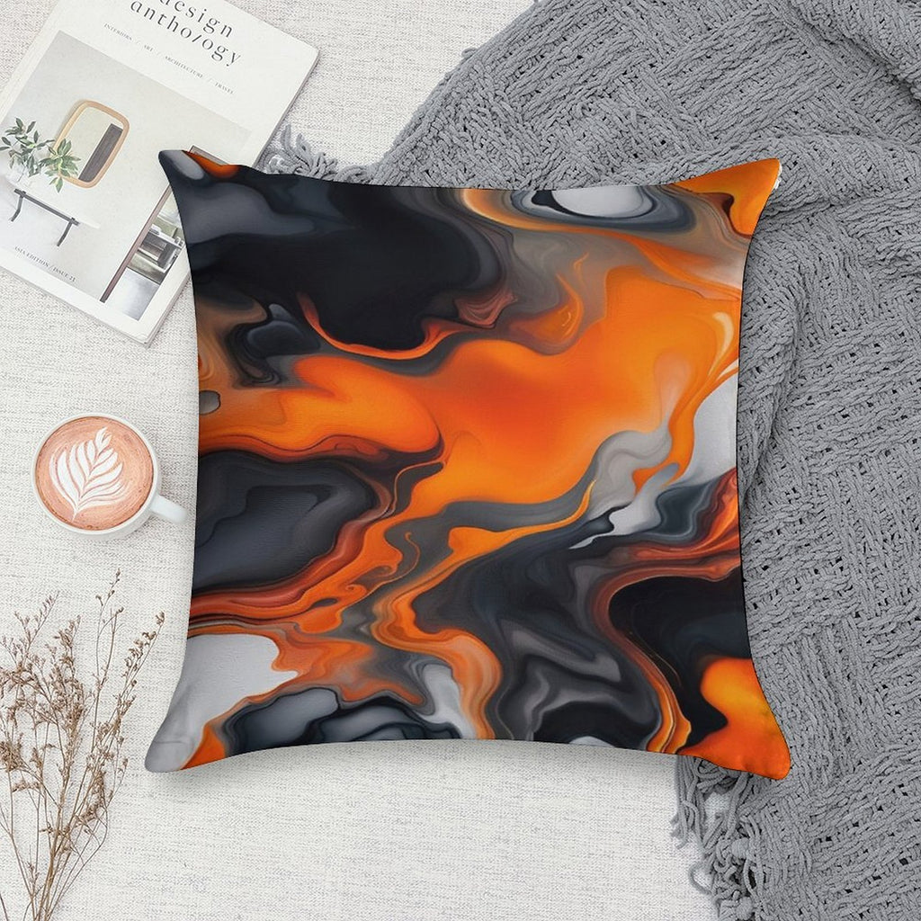Translucent Burnt Orange White Black Grey Abstract Soft Bedroom Essential Throw Pillow