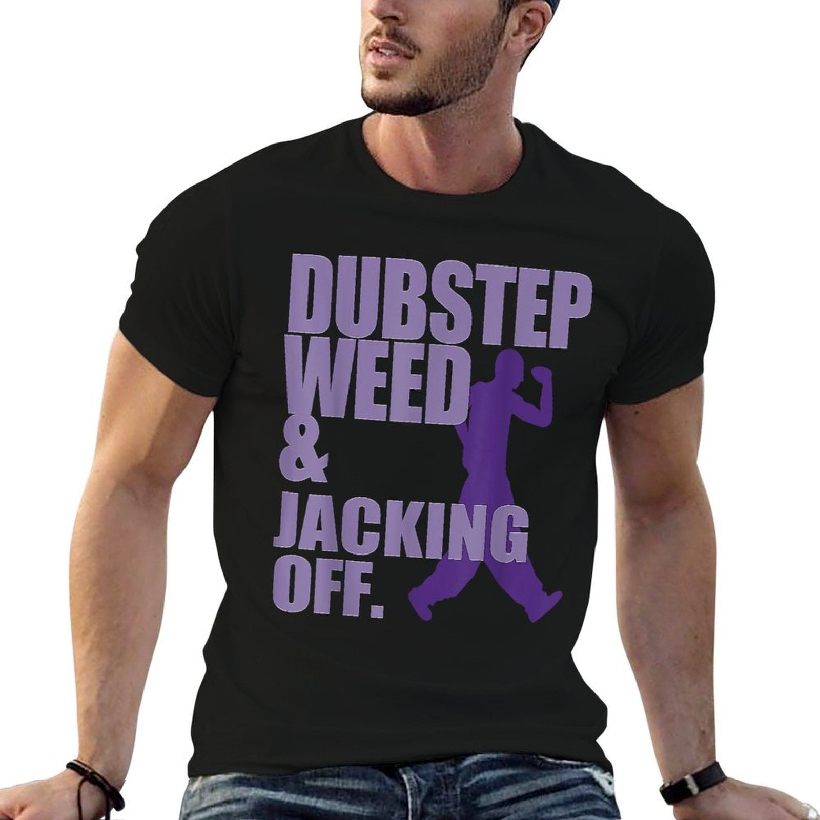 Dubstep Weed And Jacking Off Funny  Ribbed Collar T-Shirt