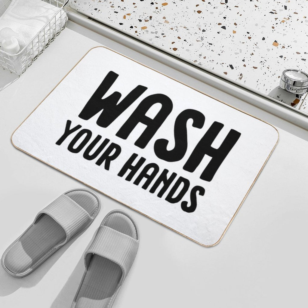 Wash Your Hands - White  Toxin-Free Bath Mat