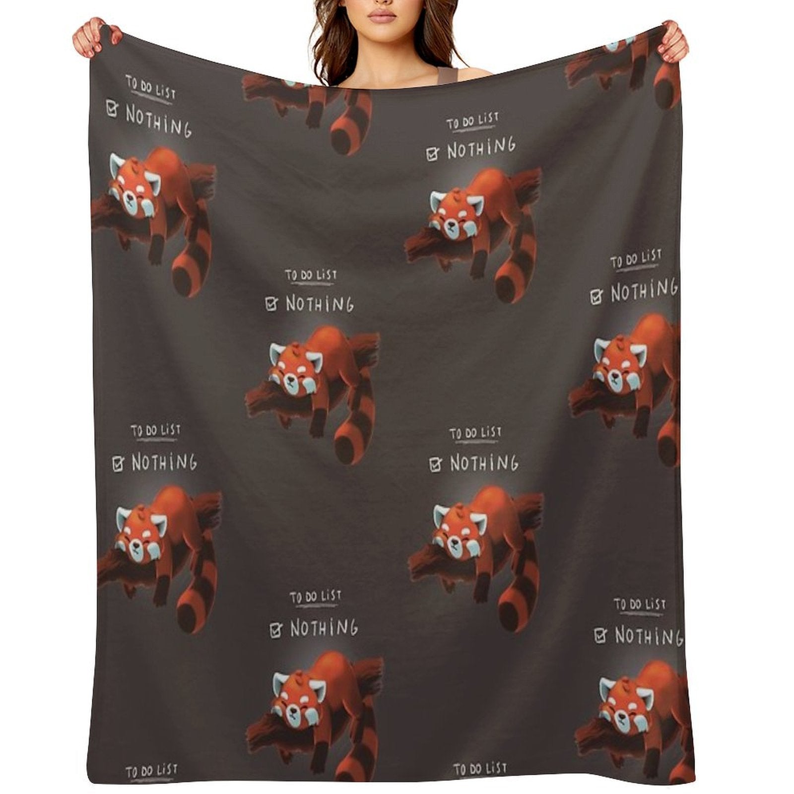 Red Panda Day - to Do List Nothing - Cute Fluffy Animal - Procrastinate Durable Throw Blanket