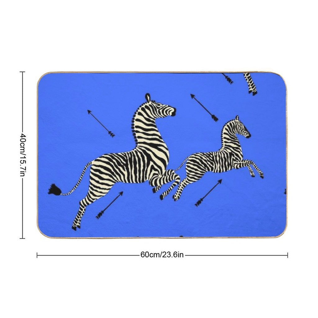 The Tenenbaums Zebra! Royal Blue  Easy To Clean Bath Mat