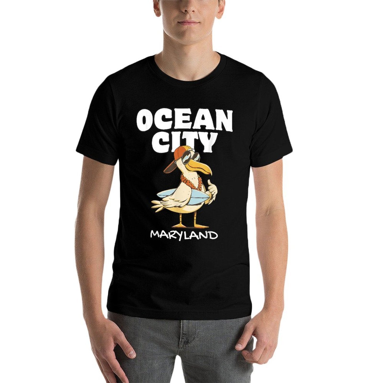 OCEAN CITY MARYLAND Surf Vintage Sunset Surfing  Oversized Silhouette T-Shirt