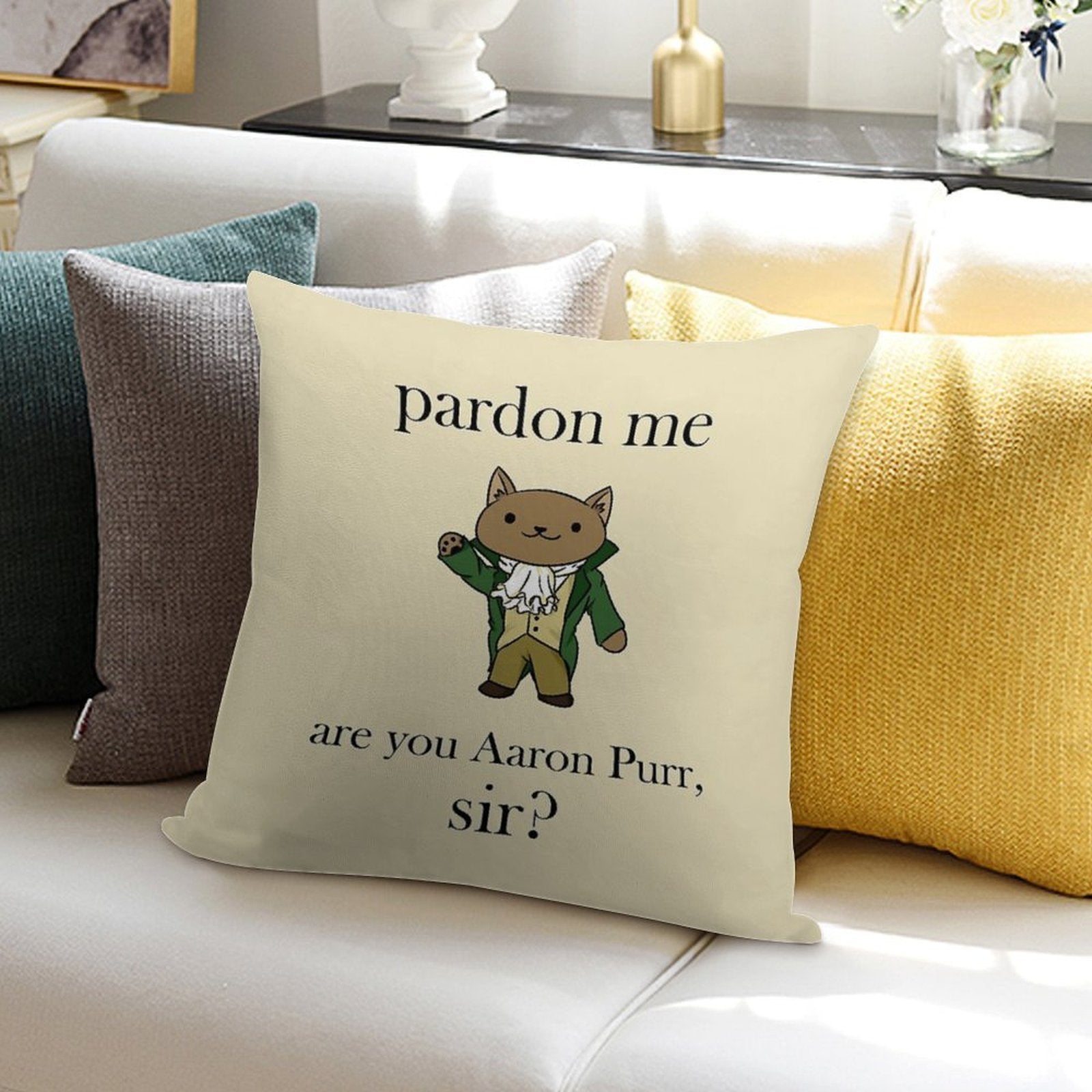 Alexander Hamilcat (Black Text) Soft Hidden Zipper Throw Pillow