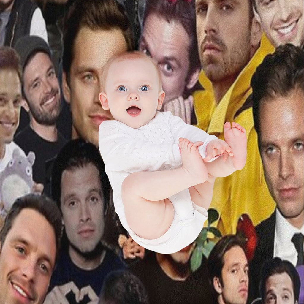Sebastian Stan Photo Collage Compact Throw Blanket