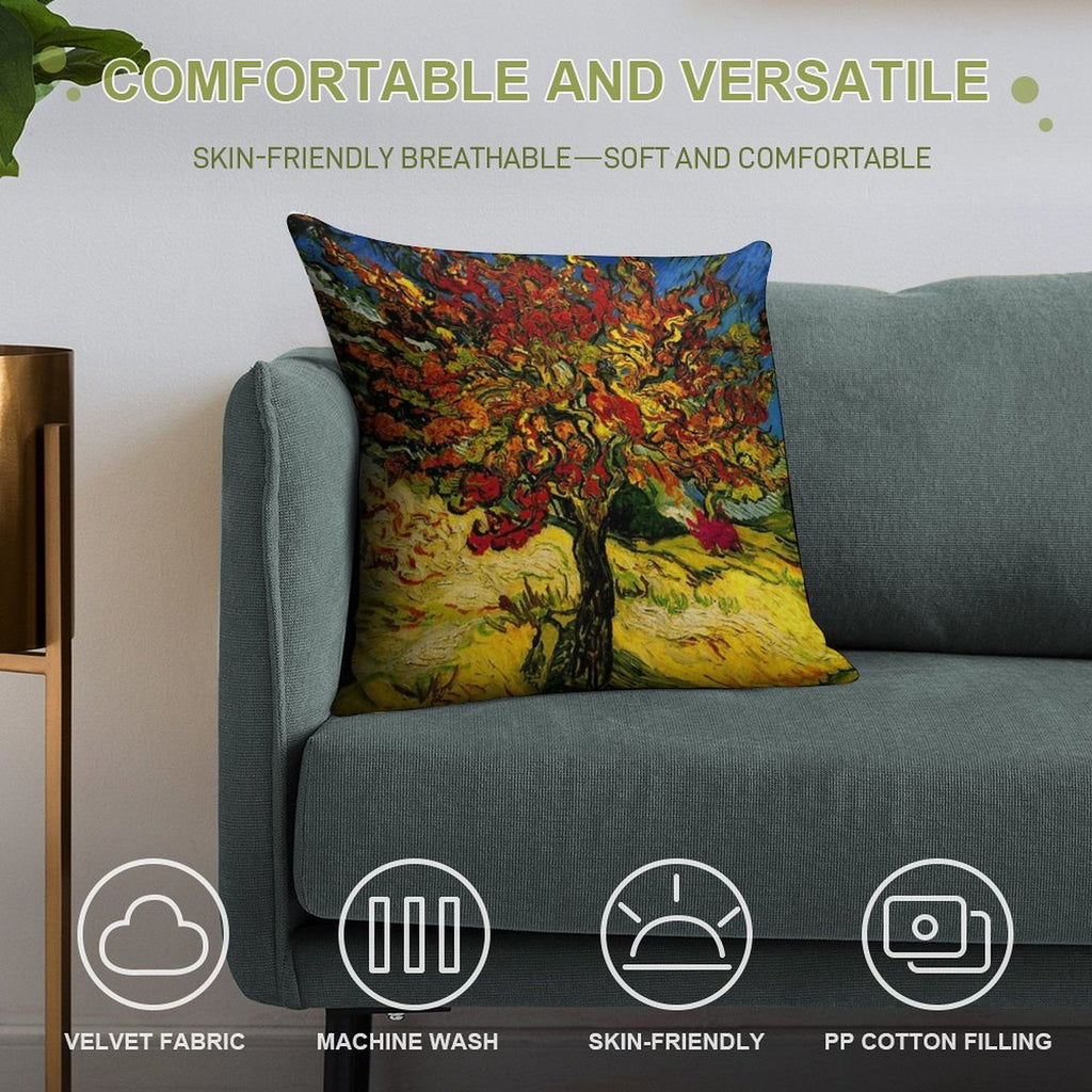 Van Gogh Mulberry Tree Print Soft Durable Construction Throw Pillow
