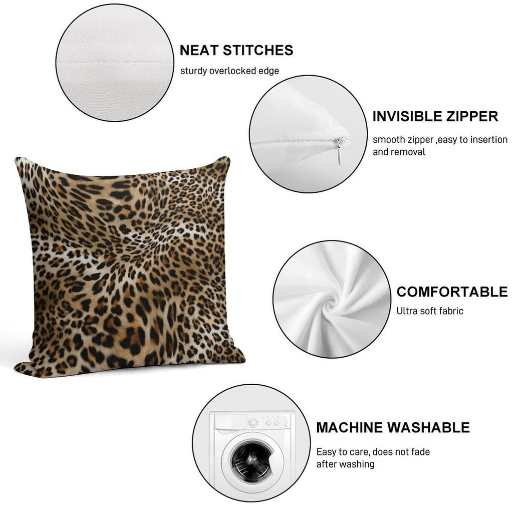 Leopard Pattern Soft Short Plush Fabric Throw Pillow