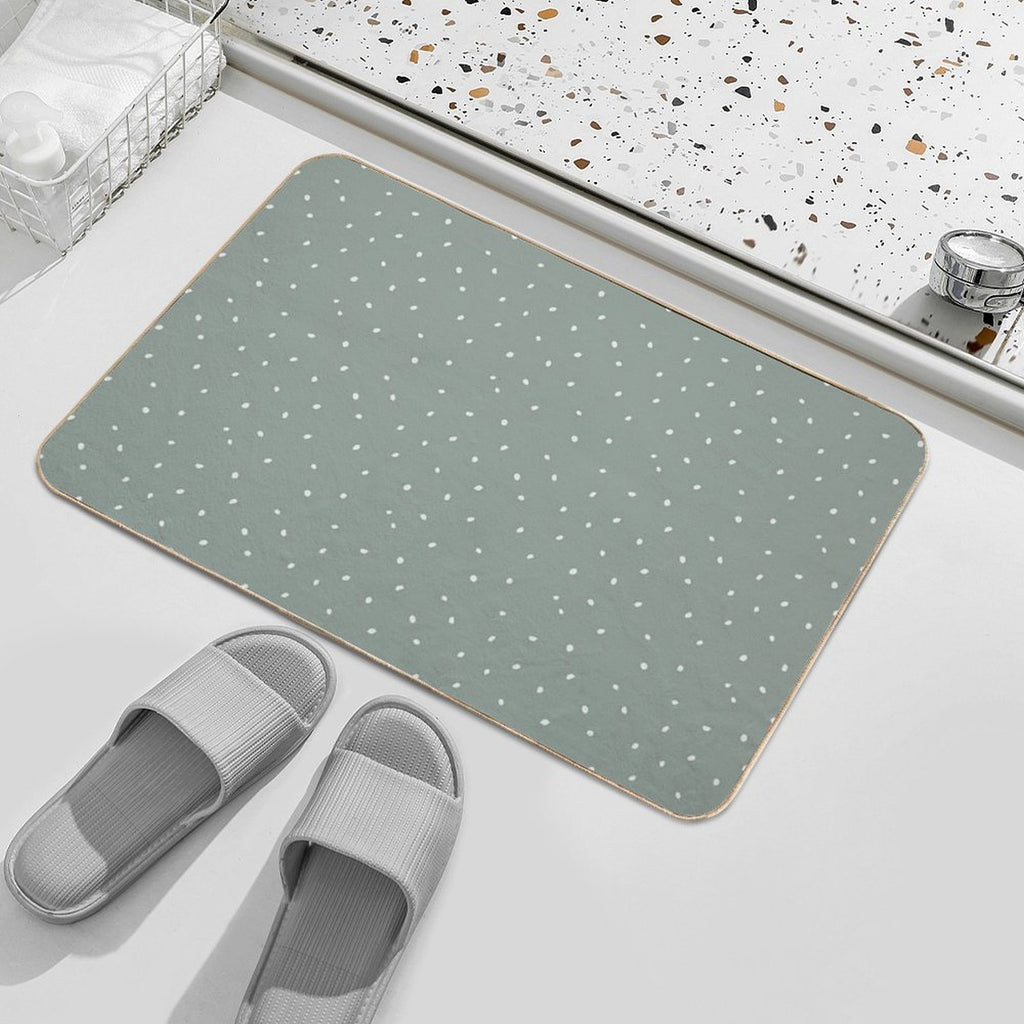 Scattered Dots in Mountain Green  Non-Slip Bath Mat