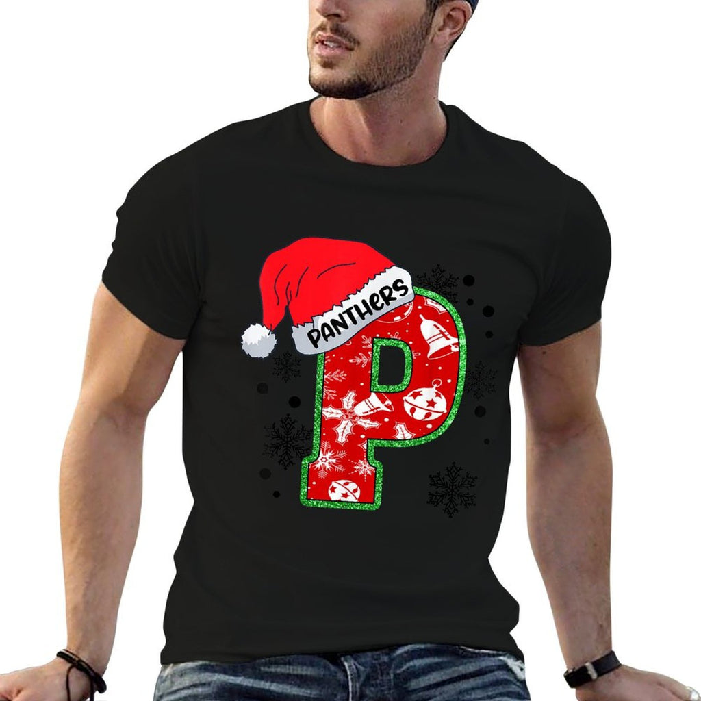 Christmas Mascot Santa Hat Xmas Panthers  Easy-care T-Shirt