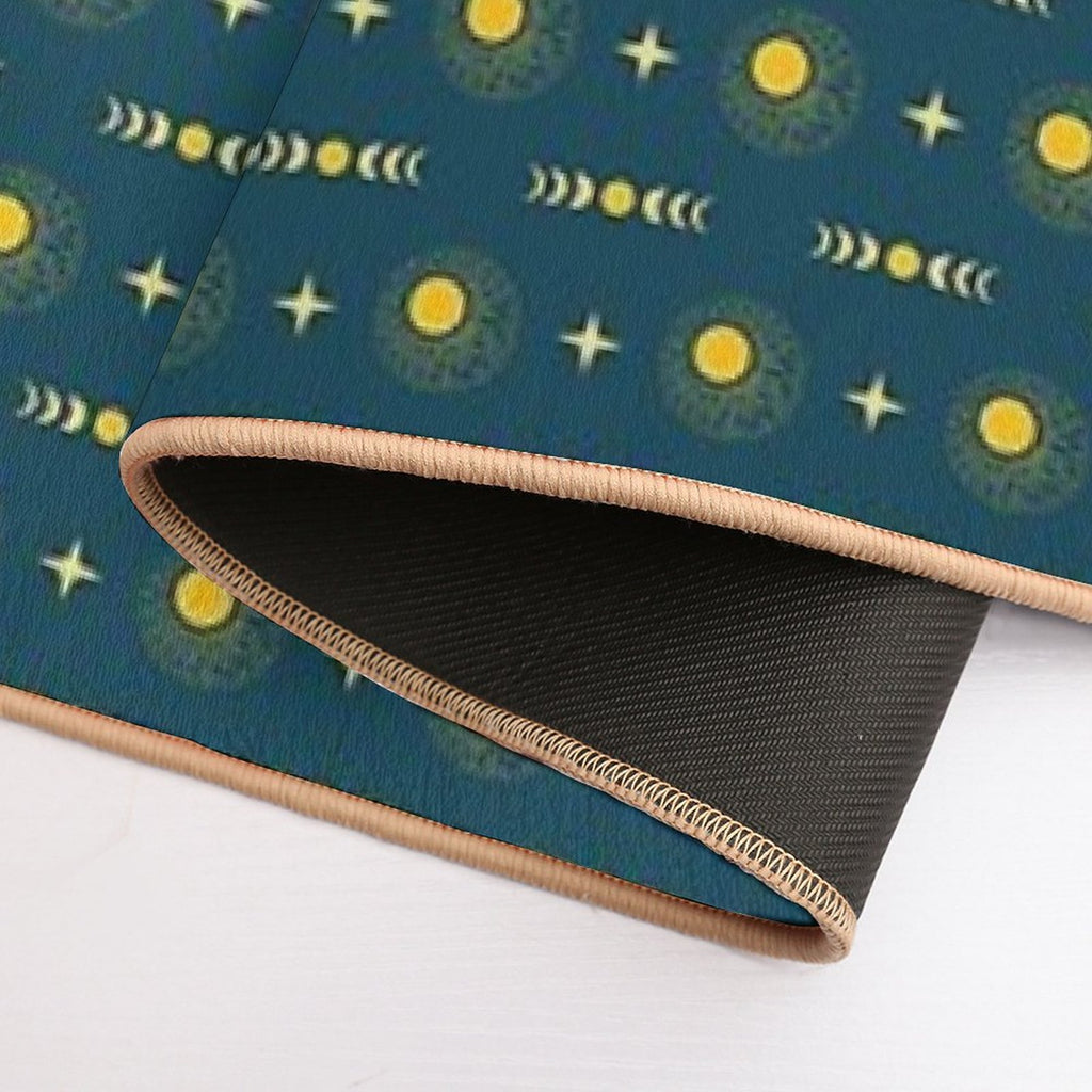 Boho Sun Moon & Stars - Navy & Yellow  Rapid-Drying Bath Mat