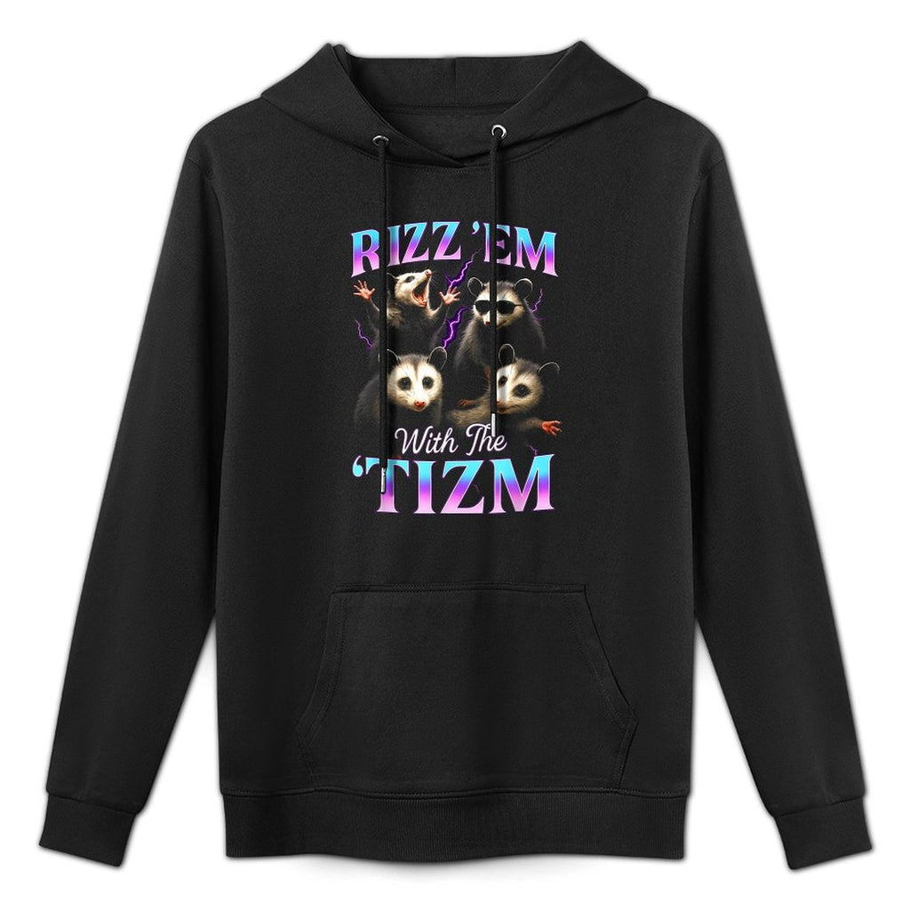Rizz Em with The Tism Autistic Possum Graphic Funny Meme Layering Staple Hoodie