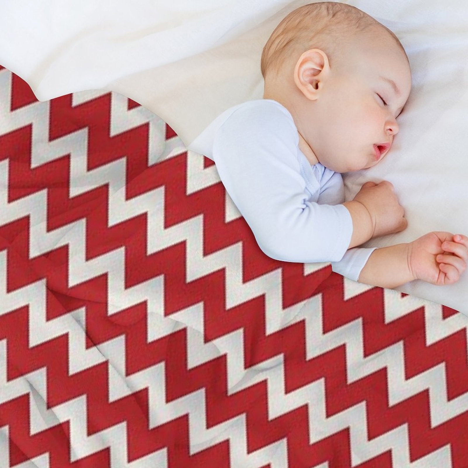 Pretty Simple Chevron Stripes Red And White Shadow Easy Care Throw Blanket