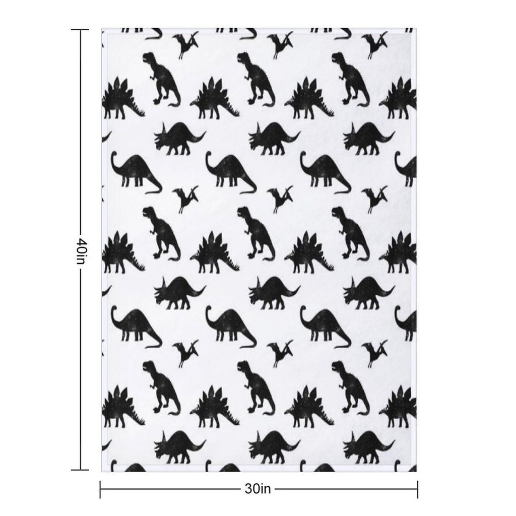 Black + White Dinosaurs Compact Throw Blanket