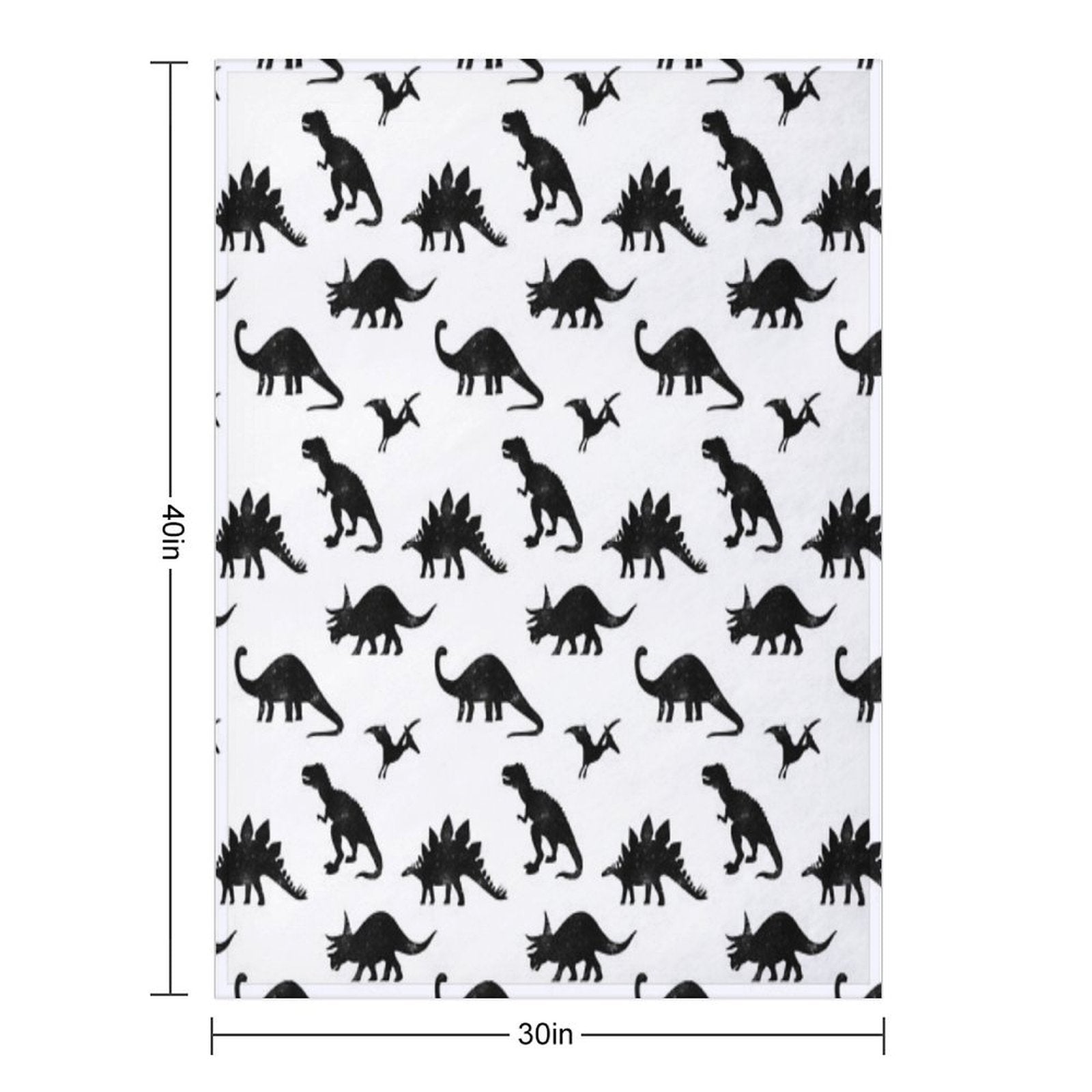 Black + White Dinosaurs Compact Throw Blanket