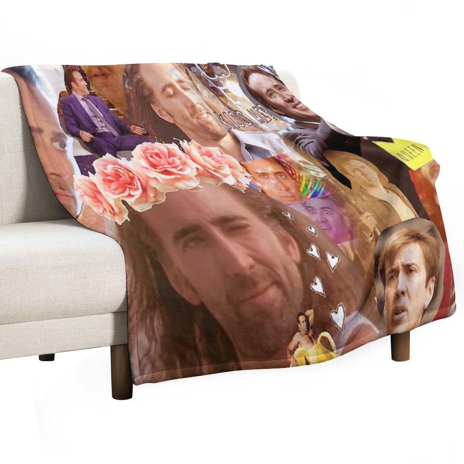 Nic Cage Collage Eco-conscious Throw Blanket